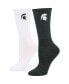 ფოტო #1 პროდუქტის Women's Green, White Michigan State Spartans 2-Pack Quarter-Length Socks