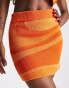 Weekday knitted mini skirt in orange swirl Оранжевый, S - EU 36-38 - фото #3