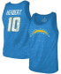 Фото #1 товара Men's Justin Herbert Heathered Powder Blue Los Angeles Chargers Name Number Tri-Blend Tank Top