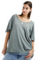 Фото #1 товара Free People slouchy slub t-shirt in khaki grey