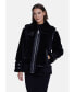 Фото #5 товара Women's Shearling Jacket, Silky Black With Black Wool