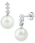 ფოტო #1 პროდუქტის Cultured Freshwater Pearl (8mm) & Diamond (1/5 ct. t.w.) Drop Earrings in 14k White Gold