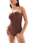 Фото #1 товара & Other Stories crinkle bandeau swimsuit in brown