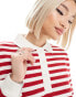 Daisy Street boxy rugby sweatshirt in cherry red stripe Разноцветный, DE 38 - фото #2