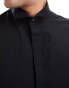 ASOS DESIGN regular textured dress shirt in black Черный, L - Chest 42 - фото #7