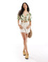 Object cropped tie front top in cream