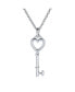 Фото #1 товара Bling Jewelry simple Romantic Key to Your Heart Open Heart Key Necklace Pendant For Women Teens Girlfriend .925 Sterling Silver