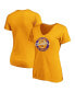 ფოტო #1 პროდუქტის Women's Gold Los Angeles Lakers 2020 Nba Finals Champions Zone Laces V-Neck T-Shirt