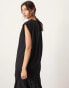 ASOS EDITION drop waist oversized maxi t-shirt dress in contrast fabric in black