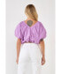 Women's Cropped V-neckline Puff Top