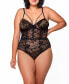 ფოტო #1 პროდუქტის Plus Size Gabriel Embroidered Lace and Mesh Bodysuit