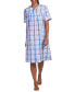 ფოტო #1 პროდუქტის Women's Short-Sleeve Plaid Grip Robe