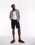 Topman straight leg denim short in black