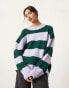 ASOS EDITION oversized crew neck knit striped jumper in lilac and green