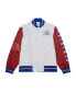 Men's White Distressed New England Patriots Team Burst Warm-Up Full-Zip Jacket