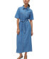 Women's Vio Tie-Waist Cotton Denim Midi Shirtdress Синий, M - фото #4