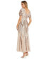 ფოტო #2 პროდუქტის Women's Sequin Embellished Flutter-Sleeve V-Neck Gown
