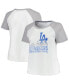 Фото #1 товара Women's White Los Angeles Dodgers Plus Size Baseball Raglan T-Shirt