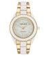 ფოტო #1 პროდუქტის Women's Gold-Tone and White Solar Ocean Work Plastic Bracelet Watch, 38.5mm