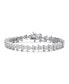 ფოტო #1 პროდუქტის Sterling Silver with Rhodium Plated Clear Round Cubic Zirconia 3-Stone Triangular Link Bracelet