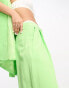 ASOS DESIGN inverted pleat wide leg suit trouser with linen in green