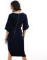 Фото #4 товара Closet London ribbed pencil dress with tie belt in navy