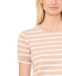 ფოტო #3 პროდუქტის Women's Cotton Short-Sleeve Striped Crewneck Sweater