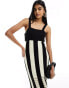 & Other Stories knitted midi dress with crochet tassel hem detail in black and white stripes