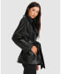 ფოტო #2 პროდუქტის Women's BFF Belted Leather Jacket