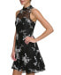 Фото #3 товара Women's Printed Sleeveless Fit & Flare Lace Dress