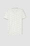 Slim Fit Polo Yaka Desenli Kısa Kollu %100 Pamuk Tişört
