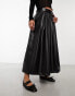 ASOS DESIGN faux leather full prom midi skirt in black