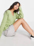 Pieces knitted cardigan in green