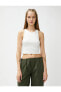 Basic Crop Atlet Halter Yaka Fitilli