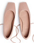 NA-KD square toe ballerina pumps in dusty pink