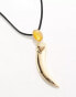 Фото #2 товара ASOS DESIGN necklace with cord detail and real semi precious stone and horn charm