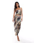 Фото #1 товара ASOS DESIGN co-ord slinky maxi skirt in earthy marble print