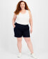Фото #1 товара Plus Size Mid Rise Pull-On Denim Shorts, Created for Macy's