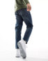 ASOS DESIGN tapered fit jeans with tinted dark wash - MBLUE VERWASCHENES DUNKELBLAU, W30 L32 - фото #3