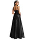 Фото #2 товара Womens Open Neckline Cutout Satin Twill A-Line Gown with Pockets