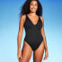Фото #1 товара Women's Shaping Plunge High Leg One Piece Swimsuit - Shade & Shore Black XL