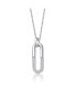 Sterling Silver Cubic Zirconia Geometrical Pendant Necklace