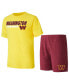 ფოტო #1 პროდუქტის Men's Burgundy, Gold Washington Commanders Meter T-shirt and Shorts Sleep Set