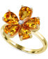 Фото #1 товара Citrine (3-1/4 ct. t.w.) & Diamond Accent Flower Ring in 14k Gold-Plated Sterling Silver