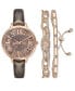 Women's Gray Strap Watch 36mm Gift Set, Created for Macy's