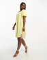 Monki crepe puff sleeve open back mini dress in yellow