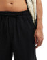 Reclaimed Vintage linen look chino short in black