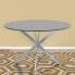 Mystere Round Dining table: In Brushed Stainless Steel With Gray Tempered Glass Top