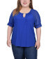 Фото #1 товара Plus Size Short Ruffle Sleeve Top with Rhinestones