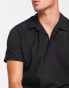 Фото #4 товара Selected Homme revere short sleeve shirt in black viscose